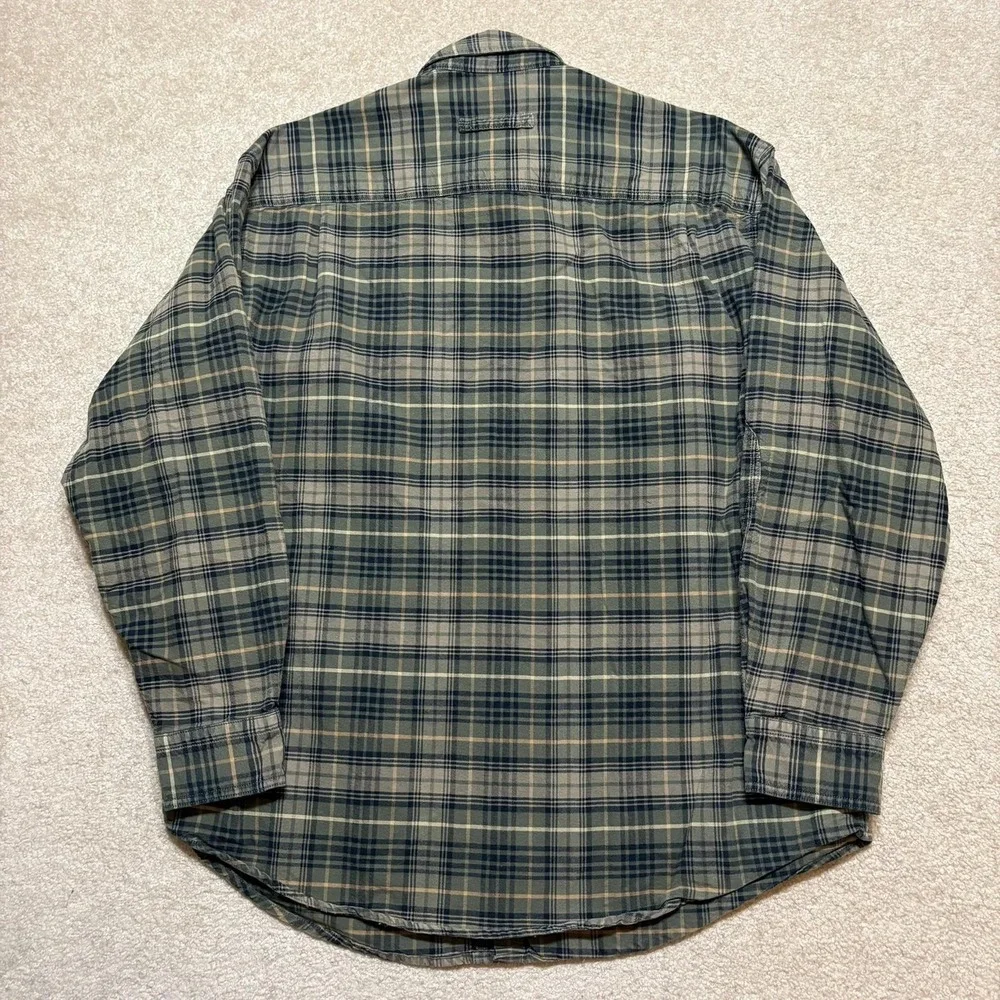Woolrich Shirt Mens Large Green Plaid Button‎ Front Long Sleeve Outdoor Hiking